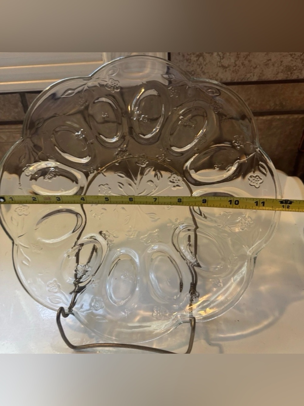 Vintage 12" Anchor Hocking Savannah Glass Deviled Egg Platter Serving Plate Dish